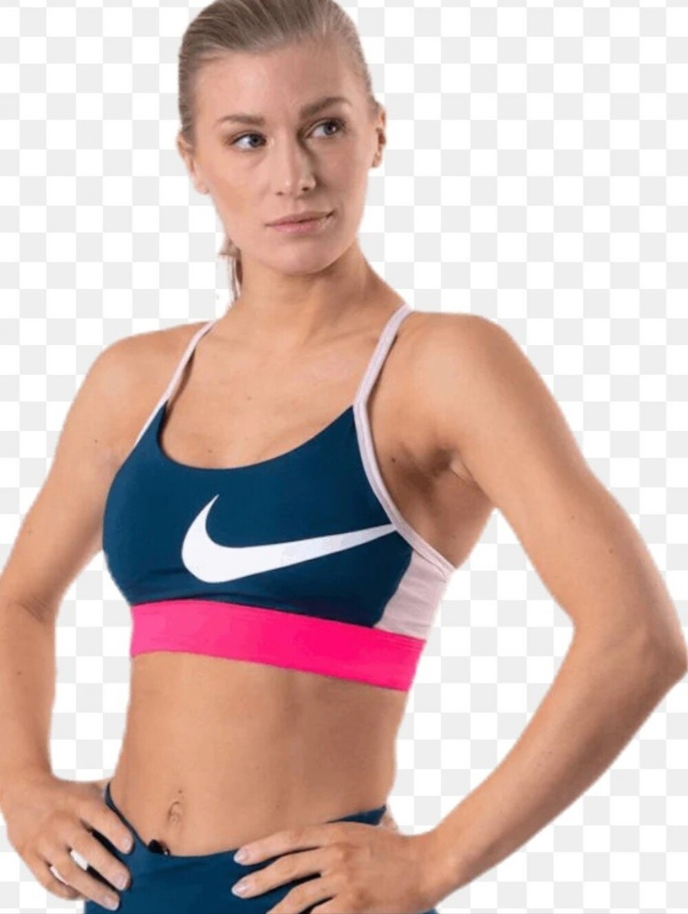 Nike Training Icon Clash Navy / Pink & Off White Sports Bra Padded Sz XS